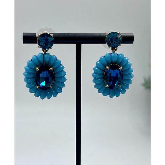 J. Crew Zuni Blue Resin Glass Beaded
Flower Dangle Statement Earrings - Picture 15 of 15